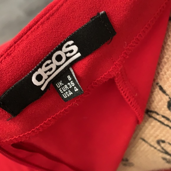 ASOS one shoulder red dress with drape scarf - Picture 4 of 5